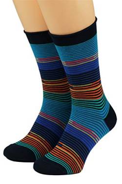 CRÖNERT Herrensocken Longsocks mit Rollrand Hundert Ringel 27607 marine(43-46) von CRÖNERT