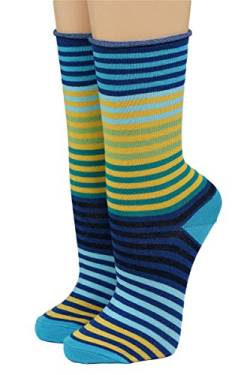 CRÖNERT Longsocks Damen Söckchen Multiringel 18802 kobalt ocker(39-42) von CRÖNERT