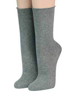 CRÖNERT Socken Longsocks Söckchen mit Rollrand uni einfarbig 18600 (35-38, mittelgrau 2682) von CRÖNERT