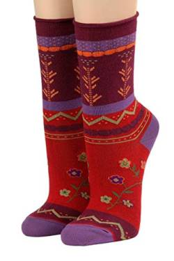 CRÖNERT Socken Longsocks mit Rollrand Design Laura 18420 (35/38, dunkelrot 1602) von CRÖNERT