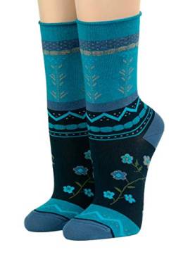 CRÖNERT Socken Longsocks mit Rollrand Design Laura 18420 (35/38, marine 1920) von CRÖNERT