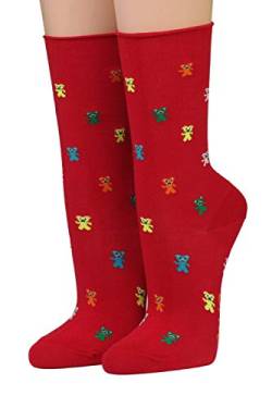 CRÖNERT Socken Longsocks mit Rollsaum Design Gummibärchen 18512 rot(39-42) von CRÖNERT