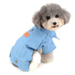 Denim-Haustierkleidung, Jeansjacke for kleine Hunde, cooler Mantel for Welpen und Katzen, Hundehemd for kaltes Wetter, Winter-Herbst-Hunde-Outfit mit zwei Beinen, Chihuahua-Pudel-Overall, lebhaftes, f von CROKZ