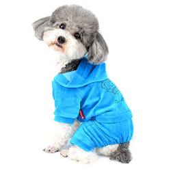 Haustier-Hunde, weicher Samt-Kronen-Overall, Welpenmantel, Hunde-Pyjama, Hunde-Outfits, Hooide for Hunde und Katzen, Rosa, XL/19/576 (Color : Blue_XL) von CROKZ
