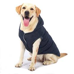 Hunde-Winter-Fleecemantel, Jacke for kaltes Wetter, Kapuzenpullover for kleine und mittelgroße Hunde, Haustier-Baumwoll-gepolsterte Weste, Mantel, Blau, L/9)/590 (Color : Blue_4XL (Chest:27.6";Back:1 von CROKZ