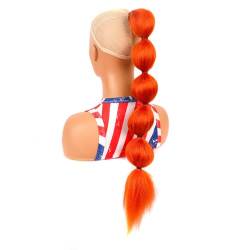 Pferdeschwanzverlängerungen for Frauen, langes Blasen-Pferdeschwanz-Wickel, Puffball-Kunstfaserhaar for Mädchen, 68,6 cm lang / 484 (Color : Orange) von CROKZ