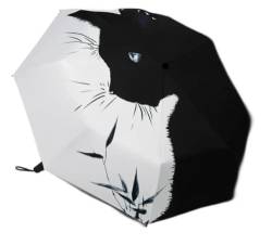 Reiseschirm, großer Regenschirm, schwarzer Katzenschirm, Herren-Automatikschirm, Regenschirm, automatische Schrumpfung, automatischer Wind- und Regensonnenschirm, zusammenklappbarer automatischer Rege von CROKZ