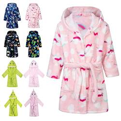 CROOUTN Bademantel Kinder mit Kapuze für Jungen Mädchen Bademäntel Morgenmantel kuschelig warmen und weichen Pyjamas Kleinkind Coral Fleece Hoodie Roben Einhorn 6-7 Jahre von CROOUTN