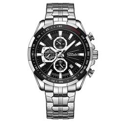CRRJU Uhr Herren Chronographen Armbanduhr für Männer Wasserdicht Edelstahlarmband Business Analog Quarzuhr Mann Uhren (Silber Schwarz) von CRRJU