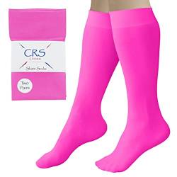 CRS Cross Eiskunstlaufsocken (2 Paar) kniehohe Strumpfhose für Schlittschuhe, Schlittschuhsocken, Tanzstrumpfhose - Pink - Einheitsgröße von CRS Cross