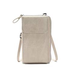 Crossbody Tasche, Brieftasche Damen Umhängetasche, Handytasche zum Umhängen, PU Leder Damen Umhängetasche, Leder Viele Fächer Handy Schultertasche, Handytasche Geldbörse für Frauen. (Hellgrau) von CRSUSUKJ