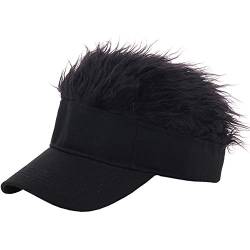 CRUOXIBB Baseballkappe, Sonnenschutz, Perücke, verstellbares Visier mit Spikes - Schwarz - 58 cm von CRUOXIBB