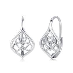 CRWENG Keltische Knoten-Trinity-Ohrringe für Damen Sterlingsilber keltische Leverback-Ohrhänger irische Ohrringe für Damen Schmuck Geschenke von CRWENG