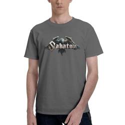 Sabaton Herren-T-Shirt, Baumwolle, kurzärmelig, Rundhalsausschnitt, weiches T-Shirt für Fans, Deep Heather, L von CRYBF