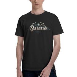 Sabaton Herren-T-Shirt, Baumwolle, kurzärmelig, Rundhalsausschnitt, weiches T-Shirt für Fans, Schwarz , M von CRYBF