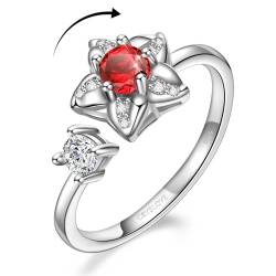 CRYSLOVE Angst Relief Ringe für Frauen Mädchen 925 Sterling Silber Geburtsstein Blume Ringe Einstellbare Offene Stapelbare Knuckle Hochzeit Verlobungsringe mit Geschenk Boxed von CRYSLOVE