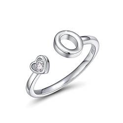 CRYSLOVE Buchstabe Ring Silber 925 Damen Offener Verstellbare stapelba Personalisierter Initiale Alphabet A-Z Ring für Mutter Freundin von CRYSLOVE