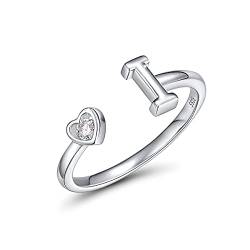 CRYSLOVE Buchstabe Ring Silber 925 Damen Offener Verstellbare stapelba Personalisierter Initiale Alphabet A-Z Ring für Mutter Freundin von CRYSLOVE