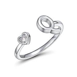 CRYSLOVE Buchstabe Ring Silber 925 Damen Offener Verstellbare stapelba Personalisierter Initiale Alphabet A-Z Ring für Mutter Freundin von CRYSLOVE