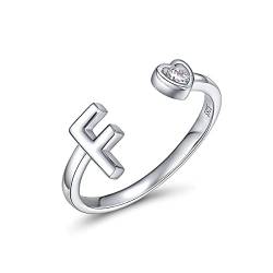 CRYSLOVE Buchstabe Ring Silber 925 Damen Offener Verstellbare stapelba Personalisierter Initiale Alphabet A-Z Ring für Mutter Freundin von CRYSLOVE