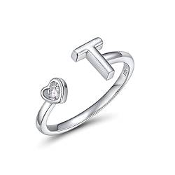 CRYSLOVE Buchstabe Ring Silber 925 Damen Offener Verstellbare stapelba Personalisierter Initiale Alphabet A-Z Ring für Mutter Freundin von CRYSLOVE
