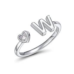 CRYSLOVE Buchstabe Ring Silber 925 Damen Offener Verstellbare stapelba Personalisierter Initiale Alphabet A-Z Ring für Mutter Freundin von CRYSLOVE