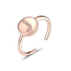 CRYSLOVE Buchstabe Ringe für Damen Mädchen 925 Sterling Silber Rose Gold Offener Verstellbare Initiale Alphabet A-Z Personalisierter Ring mit Geschenkbox von CRYSLOVE