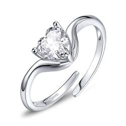 CRYSLOVE Geburtsstein Verstellbare Ringe 925 Sterling Silber Offener Eheringe Versprechen Ring Schmuck Geburtstags Geschenk für Damen Frauen Mädchen von CRYSLOVE