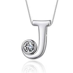 CRYSLOVE Initialen Kette Halskette Sterling Silber Initiale Alphabet A-Z Kristall Buchstaben Anhänger Halskette,Schmuck Damen, kette mit Name von CRYSLOVE