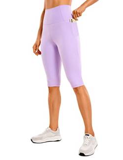 CRZ YOGA Butterluxe Damen Capri 3/4 Leggings High Waist Blickdicht Sport Yogahose Laufhose Sporthose mit Taschen - 33cm Elfen-Purpur 40 von CRZ YOGA