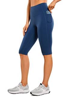 CRZ YOGA Butterluxe Damen Capri 3/4 Leggings High Waist Blickdicht Sport Yogahose Laufhose Sporthose mit Taschen - 33cm FRANZÖSISCHE Marine 40 von CRZ YOGA