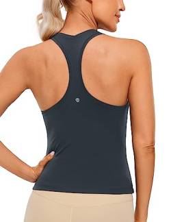 CRZ YOGA Butterluxe Damen Gym Ärmelloses Shirt Sommer Yoga Tank Top Racerback Lang Sport Tops Fitness Blickdichte Oberteile Echte Marine 36 von CRZ YOGA