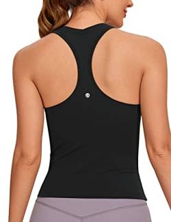 CRZ YOGA Butterluxe Damen Gym Ärmelloses Shirt Sommer Yoga Tank Top Racerback Lang Sport Tops Fitness Blickdichte Oberteile Schwarz 34 von CRZ YOGA