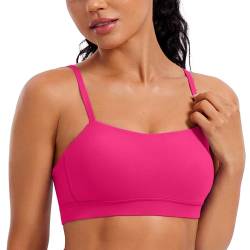 CRZ YOGA Damen Butterluxe Low Impact Sport BH Gepolstert Ohne Bügel Crop Tops Verstellbar Spaghetti Träger Fitness Yoga Bra Granita Pink 38 von CRZ YOGA