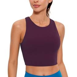 CRZ YOGA Damen Butterluxe Racerback Sport BH Gepolstert Ohne Bügel Crop Tops Longline Yoga Tank Top Fitness Sports Bra Dunkellila 40 von CRZ YOGA