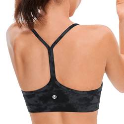 CRZ YOGA Damen Butterluxe Racerback Sport BH Gepolstert Ohne Bügel Y-Rücken Yoga BH Sommer Atmungsaktiv Spaghetti Top Der Rauchtintennebel XS von CRZ YOGA