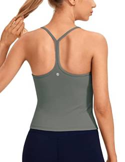 CRZ YOGA Damen Butterluxe Racerback Sports Tank Top Ärmelloses Ohne Bügel Yoga Oberteile Crew Ausschnitt Fitness Spaghetti Tops Grauer Salbei 42 von CRZ YOGA