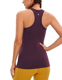 CRZ YOGA Damen Butterluxe Racerback Yoga Tank Top Sport Ärmelloses Oberteile High Neck Running Tanktops Fitness Sporttop Dunkellila 38 von CRZ YOGA