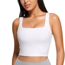 CRZ YOGA Damen Butterluxe Sport BH Gepolstert Ohne Bügel Crop Tops Atmungsaktive Yoga Tank Top Fitness Workout Sports Bra Weiss 38 von CRZ YOGA