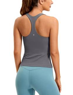 CRZ YOGA Damen Butterluxe Tank Tops Racerback Sport Top Yoga Fitness Oberteil Tanktops mit Integriertem BH Dunkler Kohlenstoff 40 von CRZ YOGA