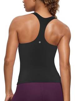 CRZ YOGA Damen Butterluxe Tank Tops Racerback Sport Top Yoga Fitness Oberteil Tanktops mit Integriertem BH Schwarz 36 von CRZ YOGA