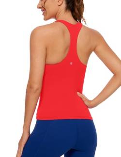 CRZ YOGA Damen Butterluxe Tank Tops Racerback Sport Top Yoga Fitness Oberteil Tanktops mit Integriertem BH Tiefrot 38 von CRZ YOGA