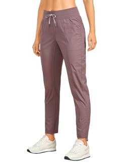 CRZ YOGA Damen Jogginghose 69cm - Mid Taille Sporthose Kordelzug Freizeithose Cargo Pants Jogger Hose mit Taschen Malve 44 von CRZ YOGA