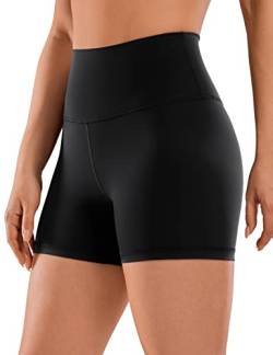 CRZ YOGA Damen Kurze Yoga Leggings High Waist Blickdicht Fithess Shorts Radlerhose Sporthose - Naked Feeling - 10cm Schwarz 36 von CRZ YOGA