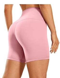 CRZ YOGA Damen Kurze Yoga Leggings High Waist Blickdicht Fithess Shorts Radlerhose Sporthose - Naked Feeling - 15cm Das Herzschlagpulver 38 von CRZ YOGA