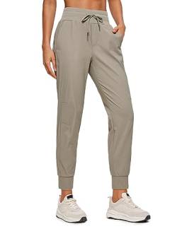 CRZ YOGA Damen Lässige Sporthose Tunnelzug Taille Jogger Pants Jogginghose Freizeithose mit Taschen - 70cm Klippenasche 40 von CRZ YOGA