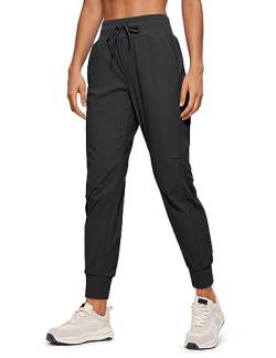 CRZ YOGA Damen Lässige Sporthose Tunnelzug Taille Jogger Pants Jogginghose Freizeithose mit Taschen - 70cm Tinte grau 40 von CRZ YOGA