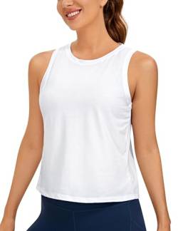 CRZ YOGA Damen Pima Baumwolle Ärmelloses Locker Tank Tops Übung Gym Yoga Tops Athletische Shirts Weiss 44 von CRZ YOGA