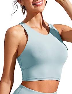 CRZ YOGA Damen Racerback Swim Top Bikini Oberteil Schnell Trocknend Padded Swimsuit Hellgraublau 40 von CRZ YOGA