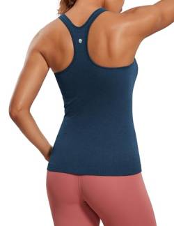 CRZ YOGA Damen Racerback Yoga Tank Top Gepolstert Ohne Bügel Sport Top Nahtlos Lang Tanktops Fitness Gym Oberteile FRANZÖSISCHE Marine 36 von CRZ YOGA